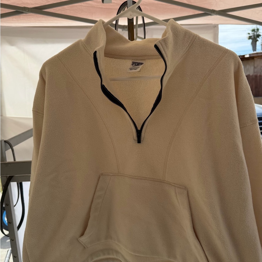 PINK Victoria's Secret Cream Half-Zip Fleece Pullover for Men